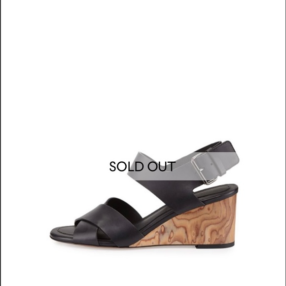 Vince Black Gwyn Wooden Wedge Sandals 7.5 - Picture 2 of 7